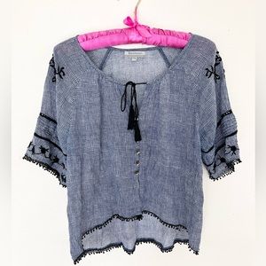 World Market Embroidered Peasant Top